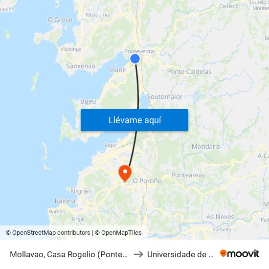 Mollavao, Casa Rogelio (Pontevedra) to Universidade de Vigo map