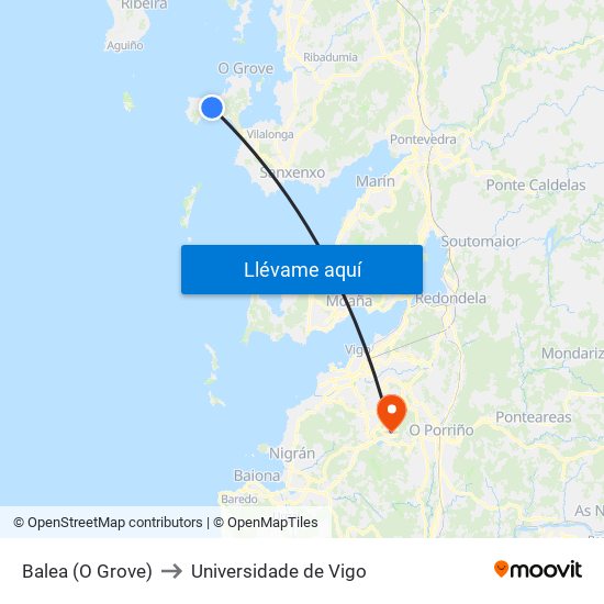 Balea (O Grove) to Universidade de Vigo map