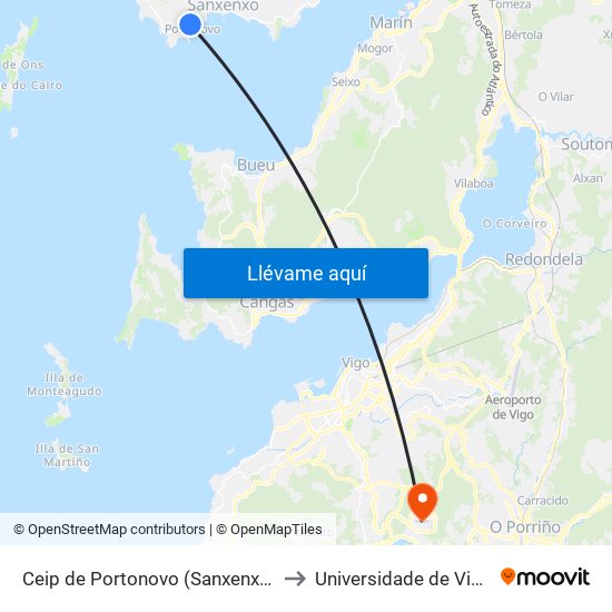 Ceip de Portonovo (Sanxenxo) to Universidade de Vigo map