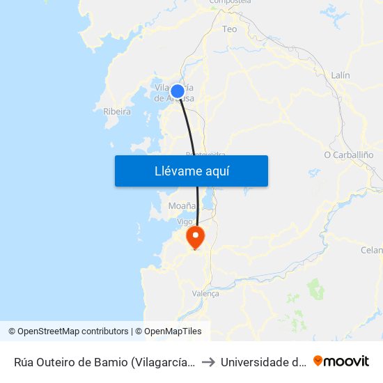 Rúa Outeiro de Bamio (Vilagarcía de Arousa) to Universidade de Vigo map