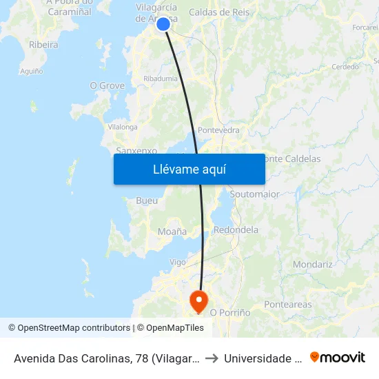 Avenida Das Carolinas, 78 (Vilagarcía de Arousa) to Universidade de Vigo map