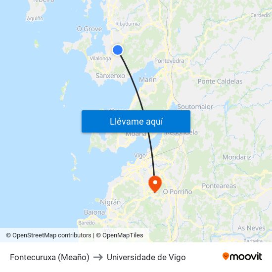 Fontecuruxa (Meaño) to Universidade de Vigo map