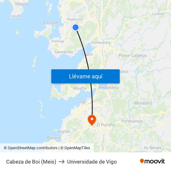Cabeza de Boi (Meis) to Universidade de Vigo map