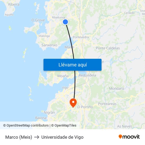 Marco (Meis) to Universidade de Vigo map