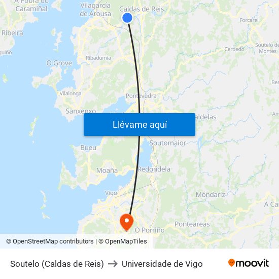 Soutelo (Caldas de Reis) to Universidade de Vigo map
