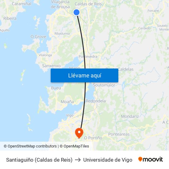 Santiaguiño (Caldas de Reis) to Universidade de Vigo map