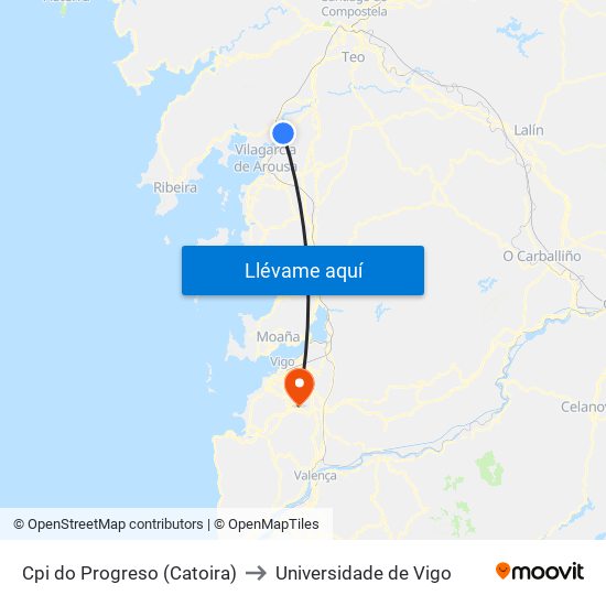 Cpi do Progreso (Catoira) to Universidade de Vigo map