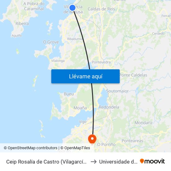 Ceip Rosalía de Castro (Vilagarcía de Arousa) to Universidade de Vigo map