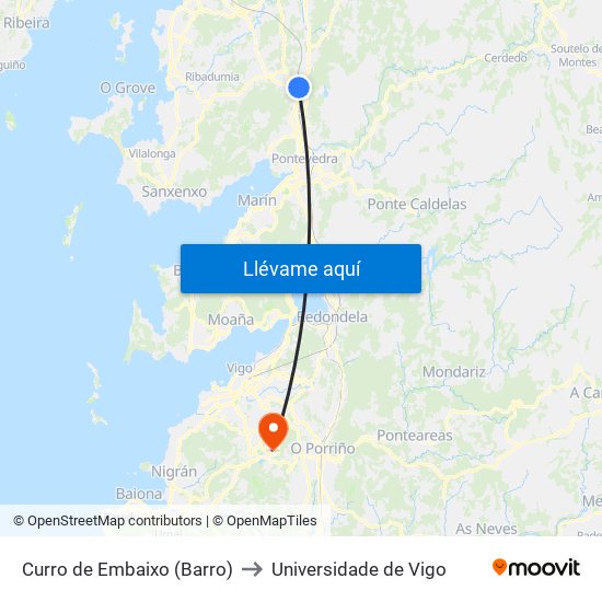 Curro de Embaixo (Barro) to Universidade de Vigo map