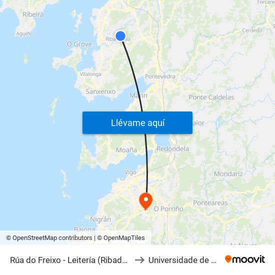 Rúa do Freixo - Leitería (Ribadumia) to Universidade de Vigo map