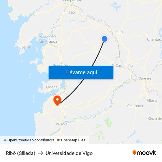 Ribó (Silleda) to Universidade de Vigo map