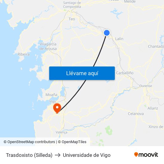 Trasdoxisto (Silleda) to Universidade de Vigo map