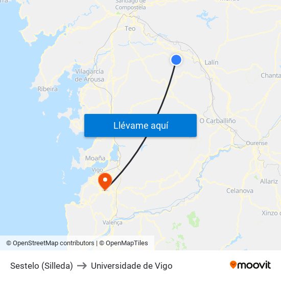 Sestelo (Silleda) to Universidade de Vigo map