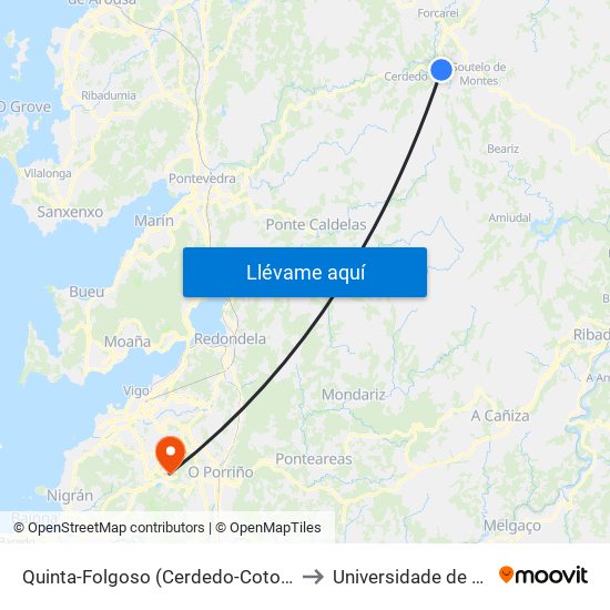 Quinta-Folgoso (Cerdedo-Cotobade) to Universidade de Vigo map
