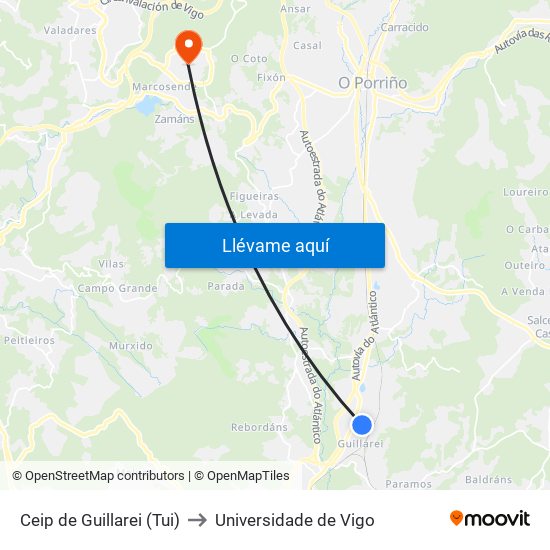 Ceip de Guillarei (Tui) to Universidade de Vigo map