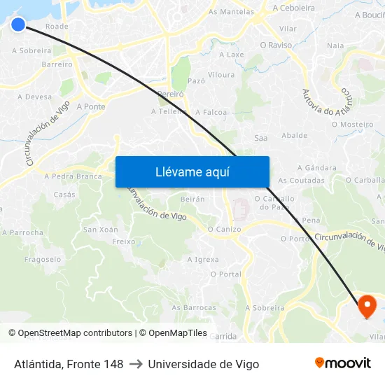 Atlántida, Fronte 148 to Universidade de Vigo map