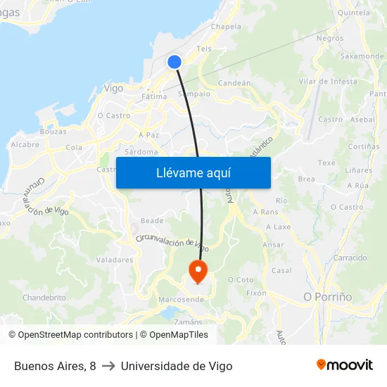 Buenos Aires, 8 to Universidade de Vigo map