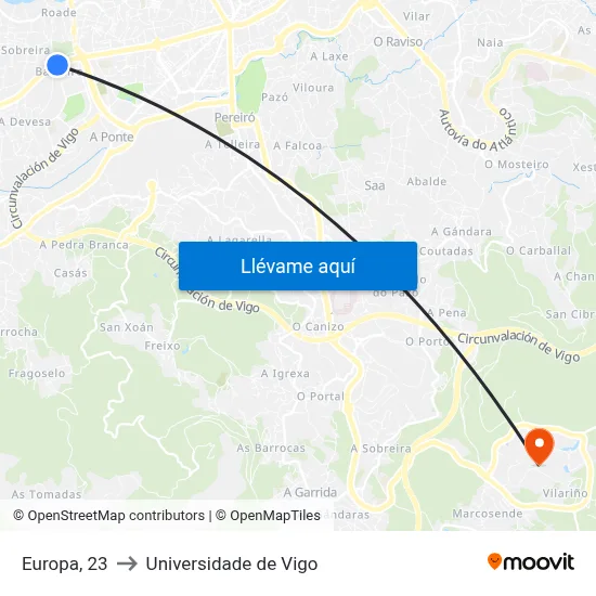 Europa, 23 to Universidade de Vigo map