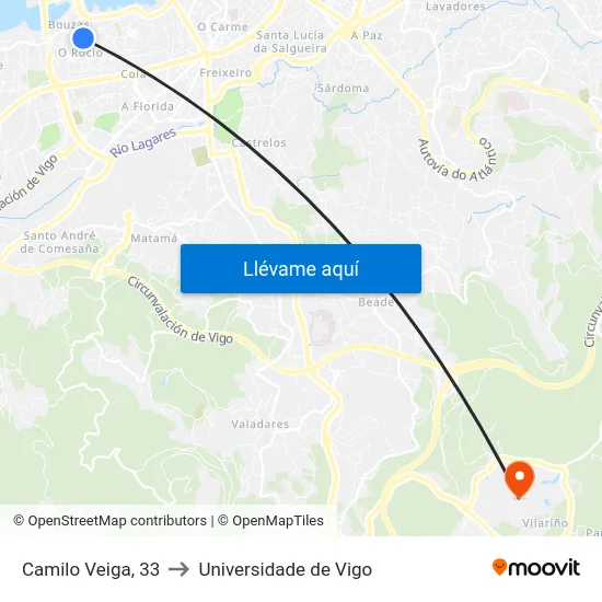 Camilo Veiga, 33 to Universidade de Vigo map