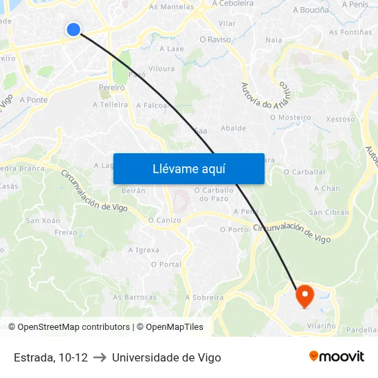 Estrada, 10-12 to Universidade de Vigo map