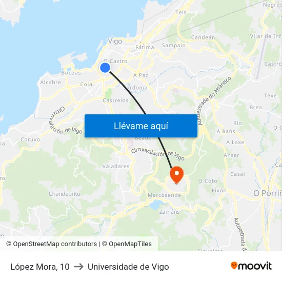 López Mora, 10 to Universidade de Vigo map