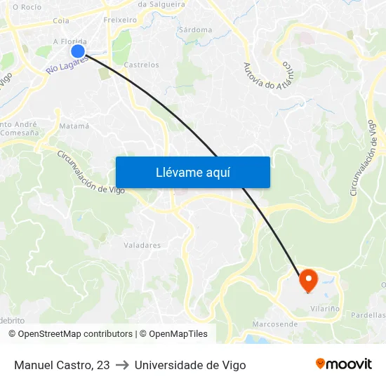 Manuel Castro, 23 to Universidade de Vigo map