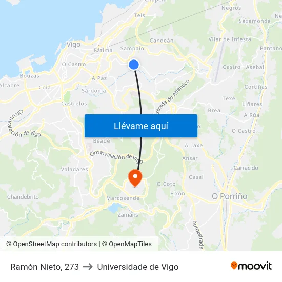 Ramón Nieto, 273 to Universidade de Vigo map