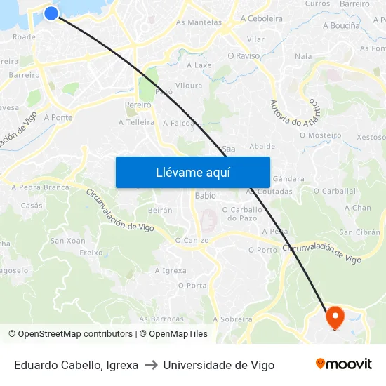Eduardo Cabello, Igrexa to Universidade de Vigo map