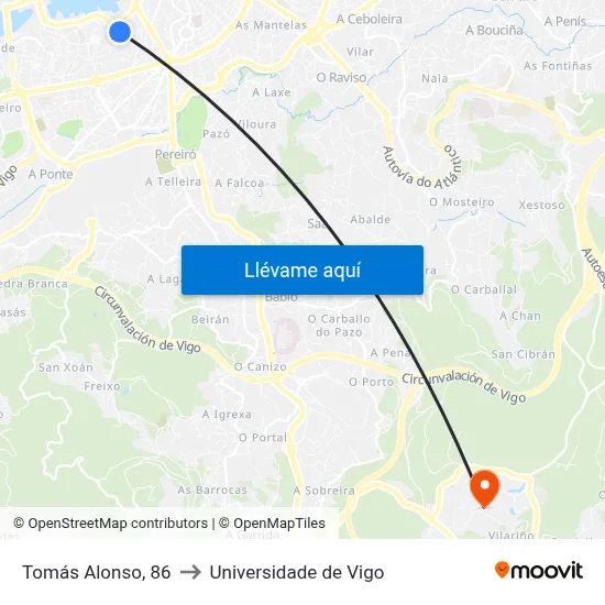 Tomás Alonso, 86 to Universidade de Vigo map