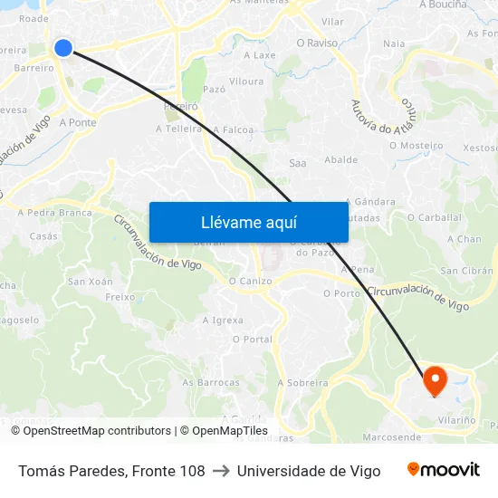 Tomás Paredes, Fronte 108 to Universidade de Vigo map
