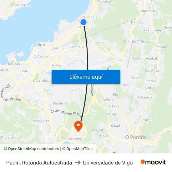 Padín, Rotonda Autoestrada to Universidade de Vigo map
