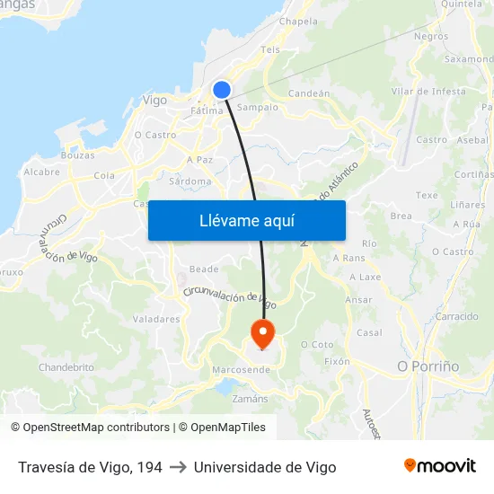 Travesía de Vigo, 194 to Universidade de Vigo map
