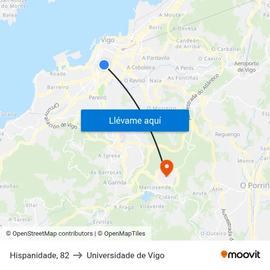 Hispanidade, 82 to Universidade de Vigo map