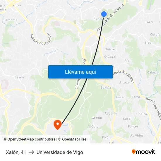 Xalón, 41 to Universidade de Vigo map