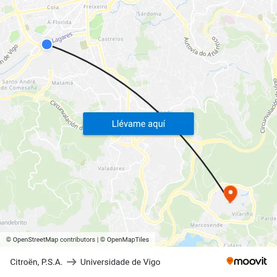 Citroën, P.S.A. to Universidade de Vigo map