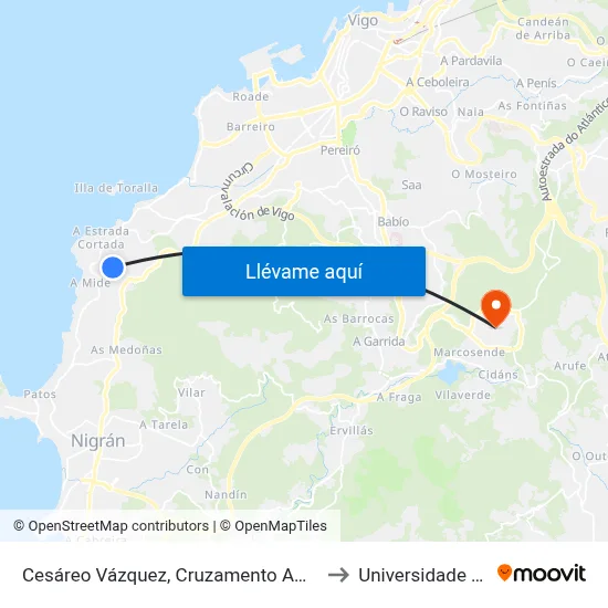 Cesáreo Vázquez, Cruzamento Amariz Lourenzo to Universidade de Vigo map