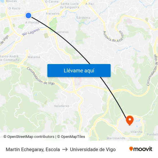 Martín Echegaray, Escola to Universidade de Vigo map