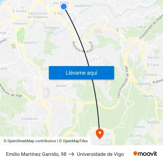 Emilio Martínez Garrido, 98 to Universidade de Vigo map