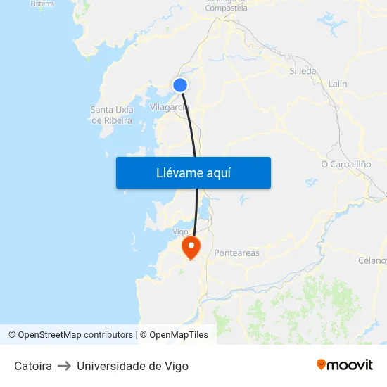 Catoira to Universidade de Vigo map