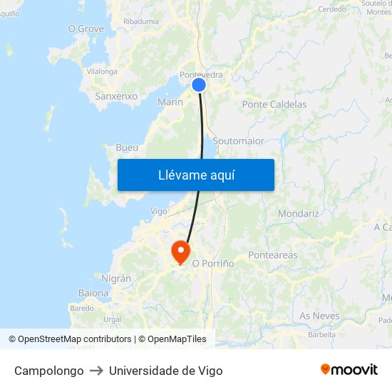 Campolongo to Universidade de Vigo map