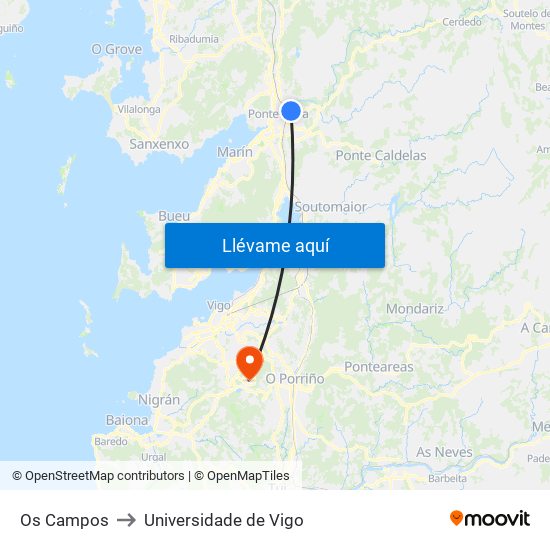 Os Campos to Universidade de Vigo map