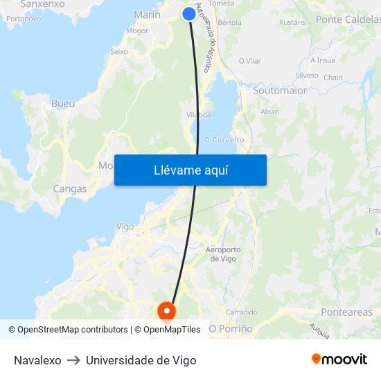 Navalexo to Universidade de Vigo map