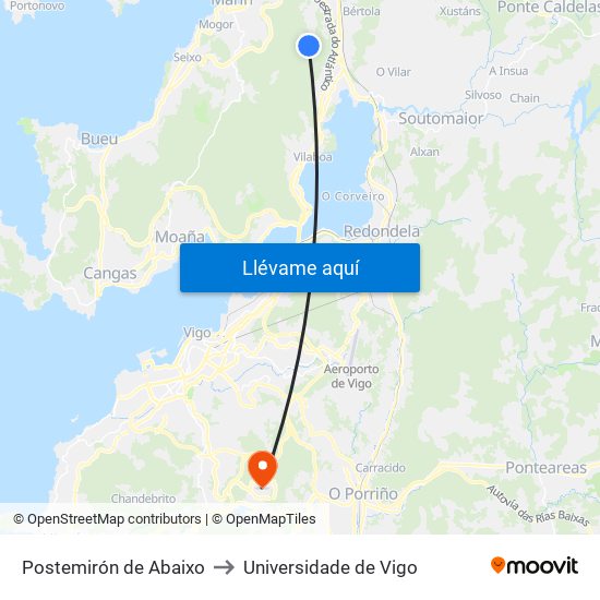 Postemirón de Abaixo to Universidade de Vigo map
