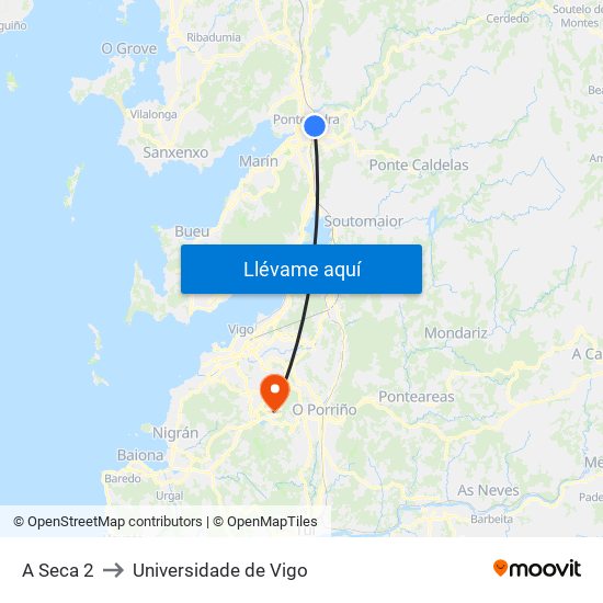 A Seca 2 to Universidade de Vigo map