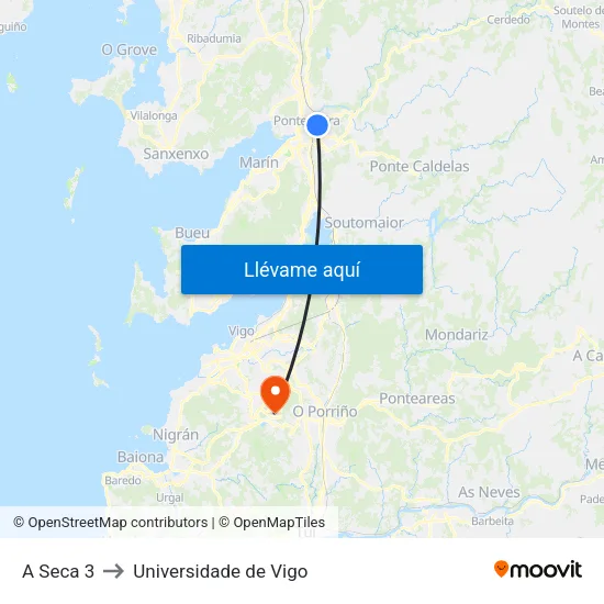 A Seca III to Universidade de Vigo map