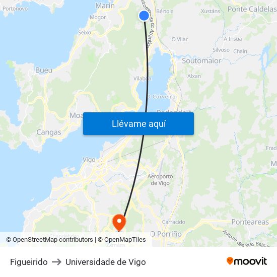 Figueirido to Universidade de Vigo map