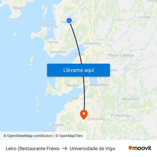 Leiro (Restaurante Freixo to Universidade de Vigo map