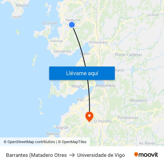 Barrantes (Matadero Otres to Universidade de Vigo map