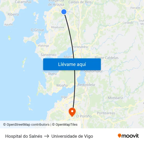 Hospital do Salnés to Universidade de Vigo map