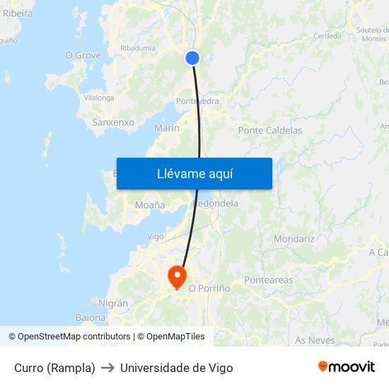 Curro (Rampla) to Universidade de Vigo map